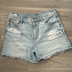 American Eagle Outfitters Light Blue Distressed Denim Shorts